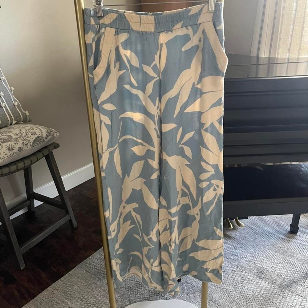 Sienna sky linen blend wide leg pants coquette cottage costal Lg